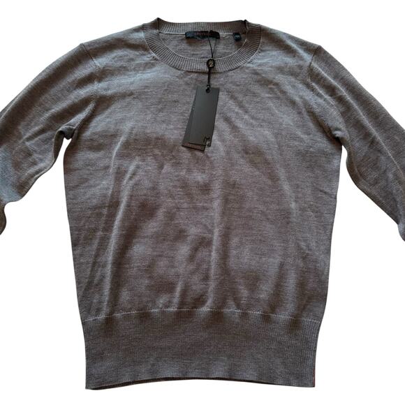 NEW Greyson Clothiers Leith Crew Neck Sweater Gray Grey Heather Wool Silk Medium - Picture 4 of 13